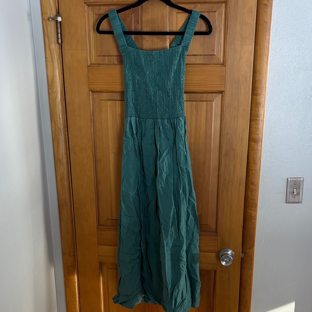 Smocked Teal/Green Maxi Dress